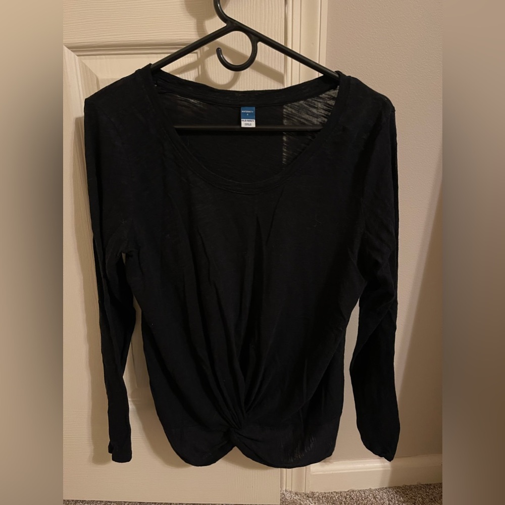 Old Navy Black Twist Front Long Sleeve Maternity Top - Small